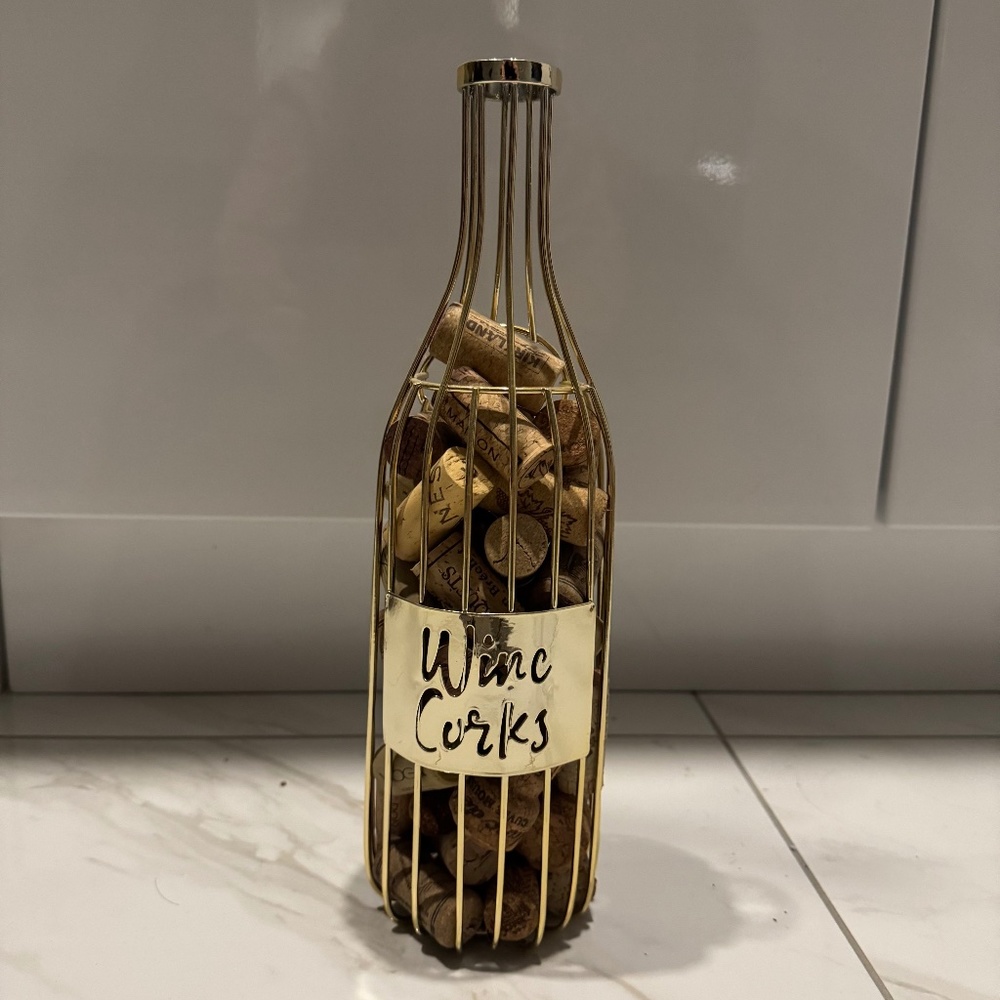 Brand New With Tags Decorative Wine Cork Holder, Gold Colored